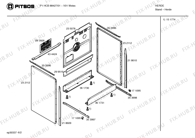 Схема №6 P1HCB88622 с изображением Ручка управления духовкой для духового шкафа Bosch 00416627
