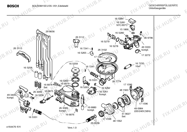 Взрыв-схема посудомоечной машины Bosch SGU55M15EU - Схема узла 04