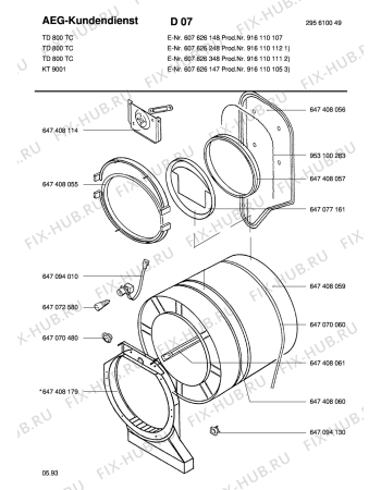 Взрыв-схема стиральной машины Blomberg TD800 TC - Схема узла Drum