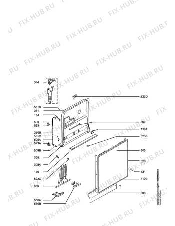 Взрыв-схема посудомоечной машины Aeg FAV65060UW - Схема узла Door 003