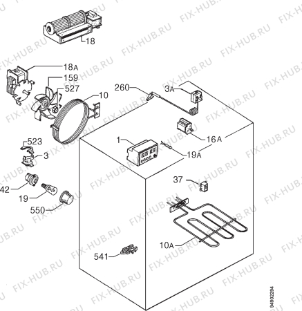 Взрыв-схема плиты (духовки) Zanussi ZBF760W - Схема узла Electrical equipment 268