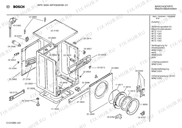 Взрыв-схема стиральной машины Bosch WFK5620 - Схема узла 02