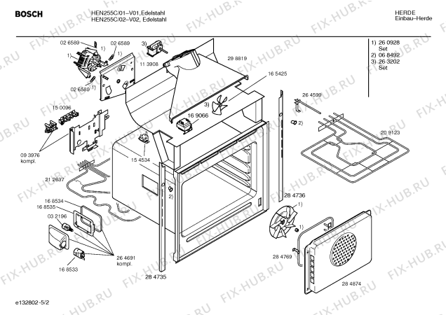 Взрыв-схема плиты (духовки) Bosch HEN255C - Схема узла 02