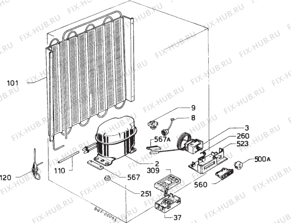 Взрыв-схема холодильника Zanussi VF5 - Схема узла Refrigerator cooling system