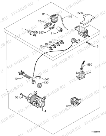Взрыв-схема стиральной машины Electrolux EW560F - Схема узла Electrical equipment 268
