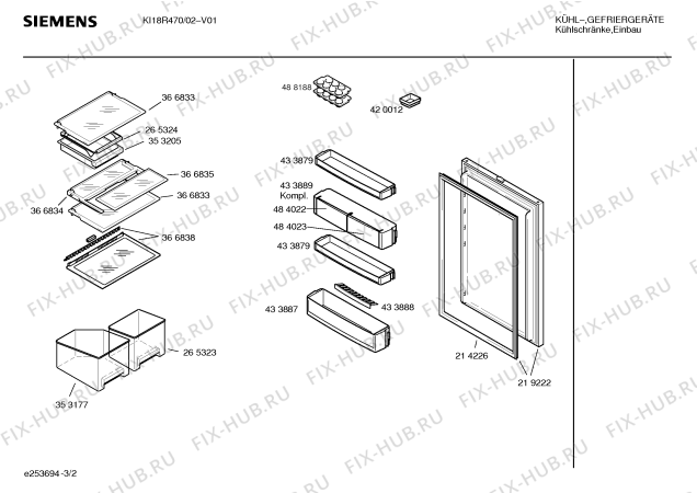 Схема №3 KI18R470 с изображением Дверь для холодильной камеры Siemens 00219222