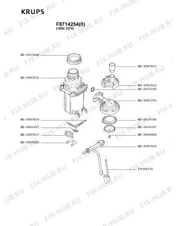 Взрыв-схема кофеварки (кофемашины) Krups F8714254(0) - Схема узла 5P001847.3P2
