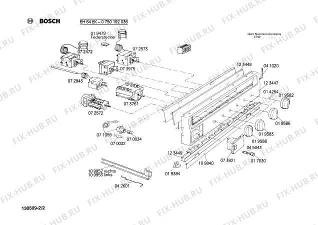 Взрыв-схема плиты (духовки) Bosch 0750192036 EH64EK - Схема узла 02