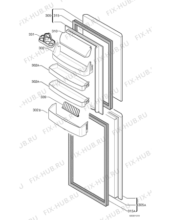 Взрыв-схема холодильника Electrolux ER8126/1B - Схема узла Door 003