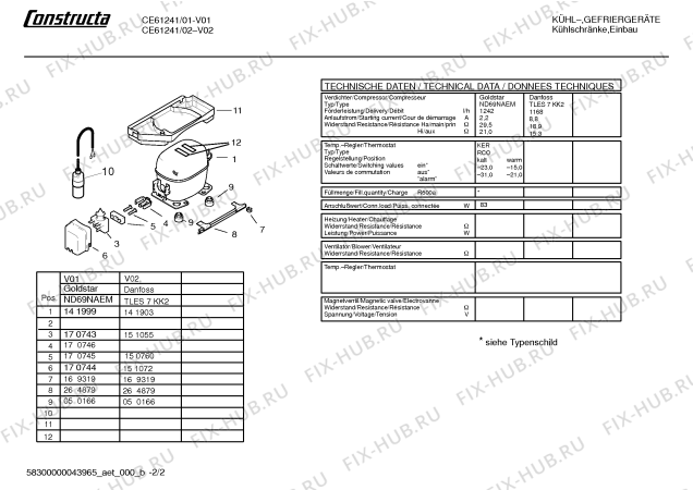 Взрыв-схема холодильника Constructa CE61241 - Схема узла 02