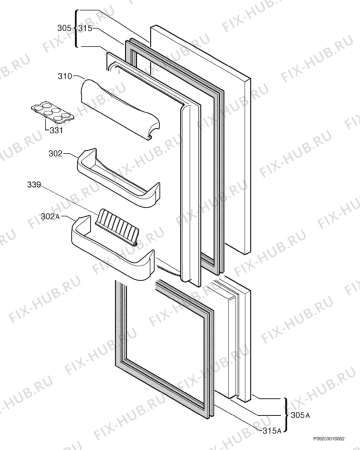 Взрыв-схема холодильника Zanussi ZK23/9A - Схема узла Door 003