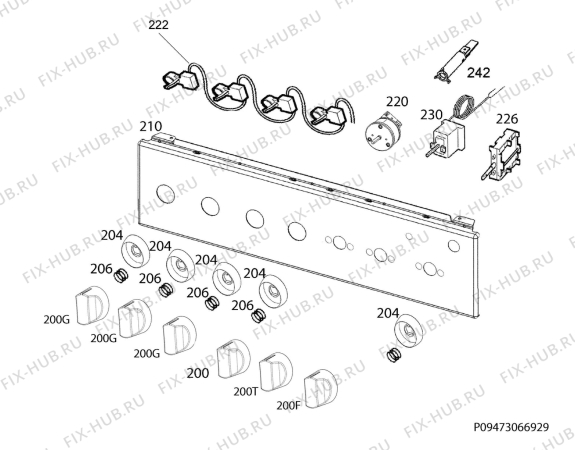 Взрыв-схема плиты (духовки) Zanussi ZCK55201XA - Схема узла Command panel 037