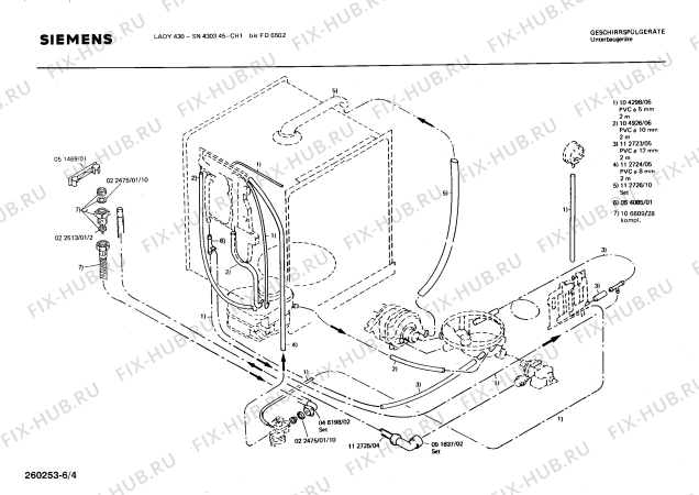 Взрыв-схема посудомоечной машины Siemens SN430345 - Схема узла 04