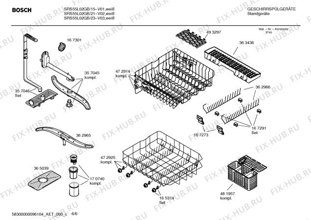 Взрыв-схема посудомоечной машины Bosch SRS55L02GB Logixx multi programme, Maxx freedom performance - Схема узла 06