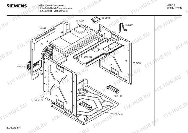 Взрыв-схема плиты (духовки) Siemens HE14060 - Схема узла 04