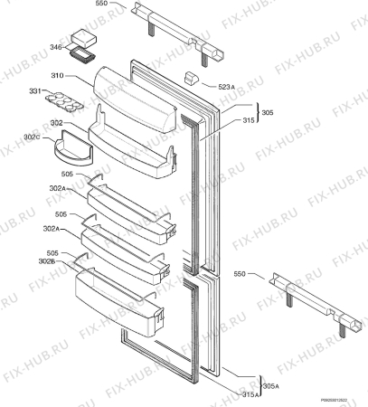 Взрыв-схема холодильника Juno Electrolux JKG9498 - Схема узла Door 003