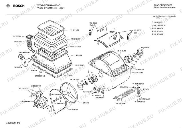 Взрыв-схема стиральной машины Bosch 0722044428 V336 - Схема узла 03