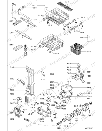 Взрыв-схема посудомоечной машины Whirlpool ADG 751 - Схема узла