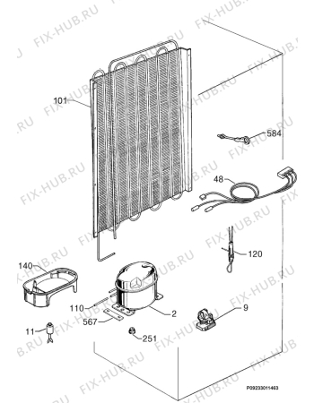 Взрыв-схема холодильника Zanussi ZI9345A - Схема узла Cooling system 017