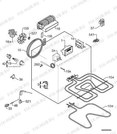 Взрыв-схема плиты (духовки) Ikea FOV9S - 501 562 11 - Схема узла Electrical equipment 268