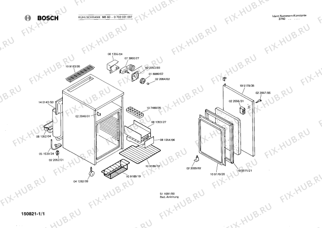 Схема №1 0703031006 MB60 с изображением Терморегулятор для холодильной камеры Bosch 00073950