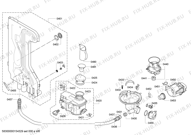 Взрыв-схема посудомоечной машины Bosch SMI40M65EU - Схема узла 04