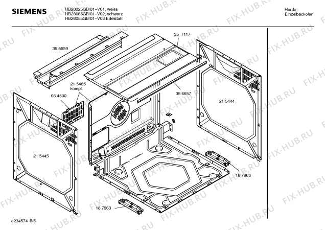 Взрыв-схема плиты (духовки) Siemens HB28065GB - Схема узла 05