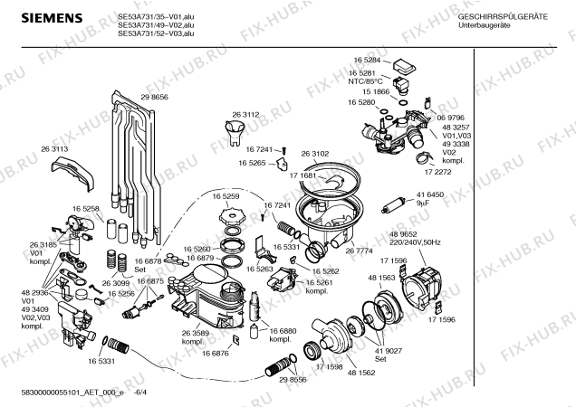 Взрыв-схема посудомоечной машины Siemens SE53A731 - Схема узла 04