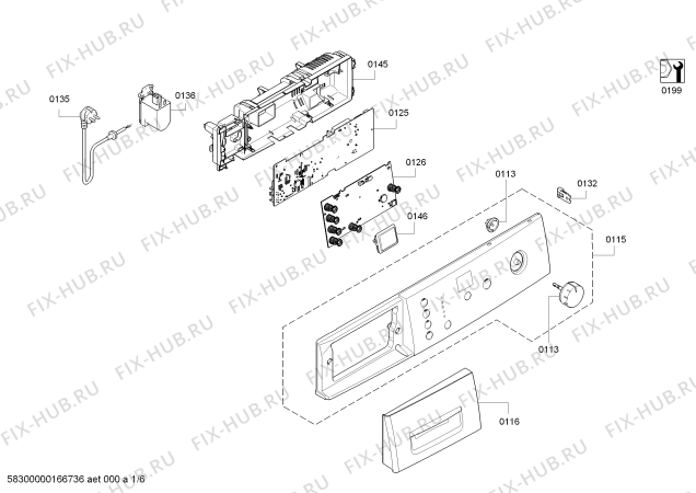 Схема №6 WAE283S1CH с изображением Ручка Bosch 00654755