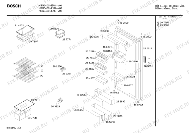 Взрыв-схема холодильника Bosch KSG3400NE - Схема узла 02