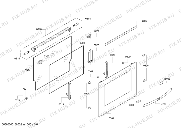 Схема №6 B13P40S1FR с изображением Цоколь для духового шкафа Bosch 00612078