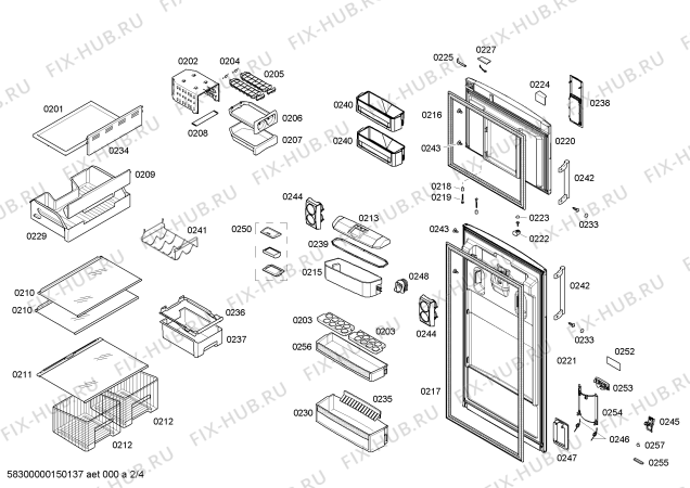 Схема №4 KDN40A43 с изображением Дверь для холодильника Bosch 00710665