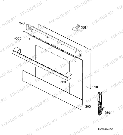 Взрыв-схема плиты (духовки) Zanussi ZOB30601WU - Схема узла Door