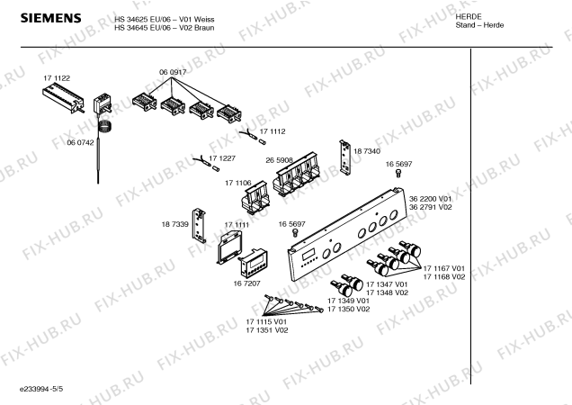 Схема №5 HL54645EU с изображением Панель управления для электропечи Siemens 00362791