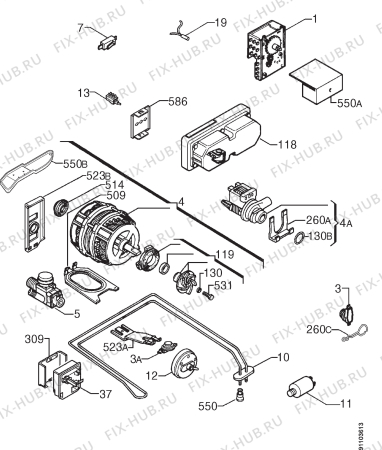 Взрыв-схема посудомоечной машины Zanussi DW474 - Схема узла Electrical equipment 268