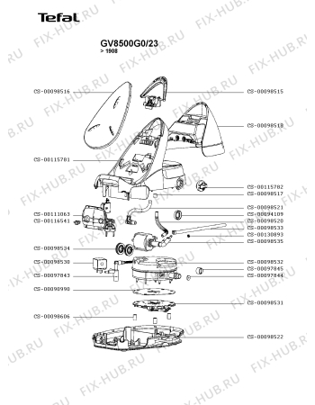 Взрыв-схема утюга (парогенератора) Tefal GV8500G0/23 - Схема узла UP003599.4P2