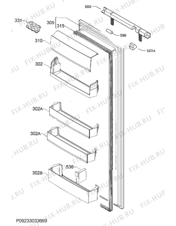 Взрыв-схема холодильника Electrolux ERG1607FOW - Схема узла Door 003