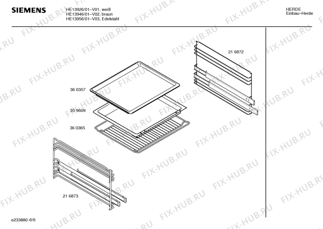 Взрыв-схема плиты (духовки) Siemens HE13926 - Схема узла 06