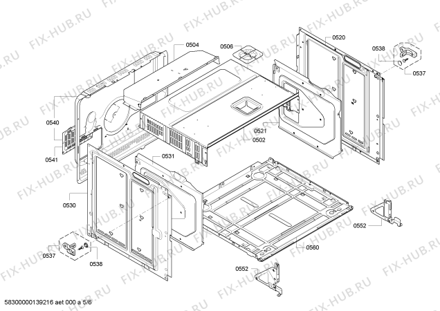 Взрыв-схема плиты (духовки) Siemens HB76AA260F - Схема узла 05