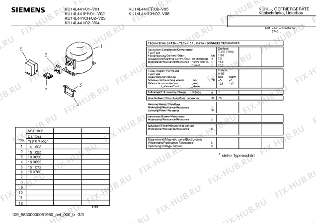 Взрыв-схема холодильника Siemens KU14L441CH - Схема узла 03