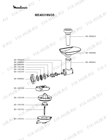 Взрыв-схема мясорубки Moulinex ME403189/35 - Схема узла LP003216.9P2