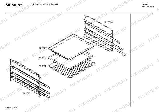 Схема №6 HE28255 с изображением Инструкция по эксплуатации для плиты (духовки) Siemens 00583697