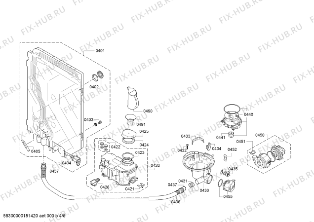 Взрыв-схема посудомоечной машины Siemens SN56P580EU - Схема узла 04