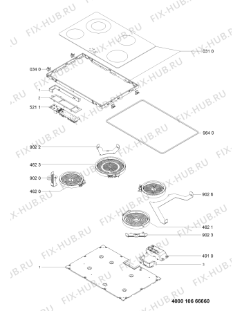 Схема №1 AKT 833/NE с изображением Керамическая поверхность для плиты (духовки) Whirlpool 481010656101