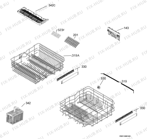 Взрыв-схема посудомоечной машины Aeg Electrolux F78008UW0P - Схема узла Basket 160