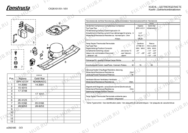 Взрыв-схема холодильника Constructa CK26101 - Схема узла 03