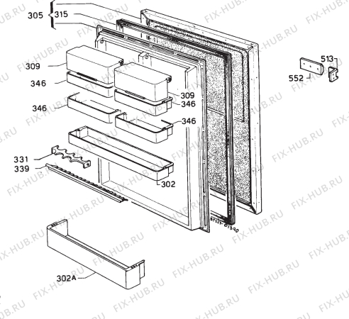 Взрыв-схема холодильника Alno AKE5115IW - Схема узла Door 003