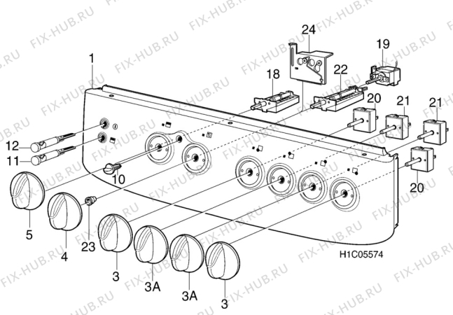 Взрыв-схема комплектующей Electrolux EK7162 - Схема узла H10 Control Panel