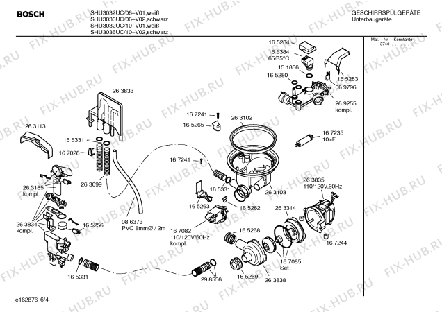 Схема посудомоечной машины Bosch SHU3036UC SANI WASH; REGULAR WASH; ECONO WASH - Схема узла 04 Взрыв-схема посудомоечной машины Bosch SHU3036UC SANI WASH; REGULAR WASH; ECONO WASH - Схема узла 04