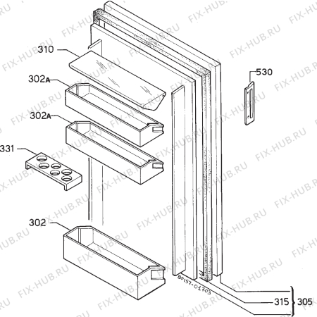 Взрыв-схема холодильника Privileg 020500 5 - Схема узла Door 003